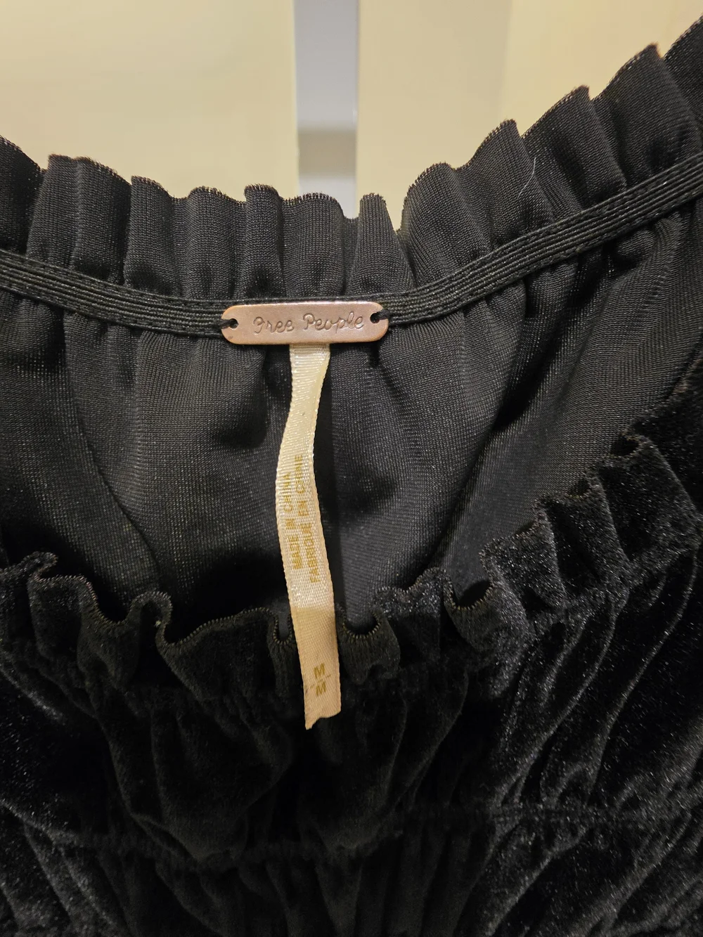 Free People Black Velvet Square-Neck Mini Dress Size M Boho Fairy‎ Goth